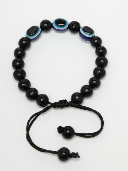 NVR Women & Men Black Evil Eye Rakhi With Roli Chawal