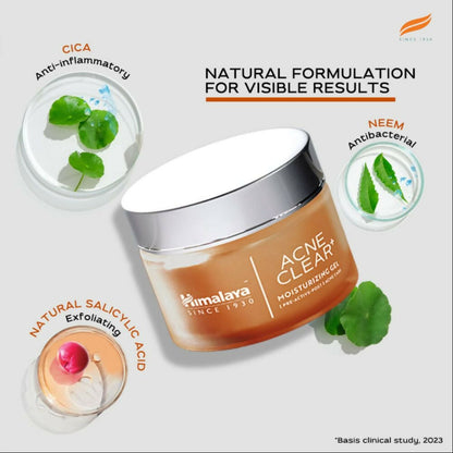Himalaya Herbals Acne Clear+ Moisturizing Gel with Natural Salicylic Acid For Active Acne & Oily Skin