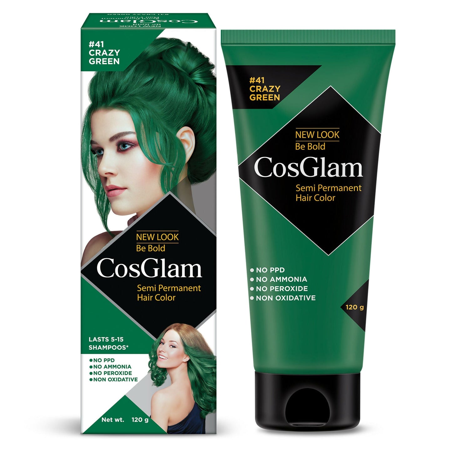 Cosglam Semi Permanent Hair Color for Women & Men (#41 Crazy Green)