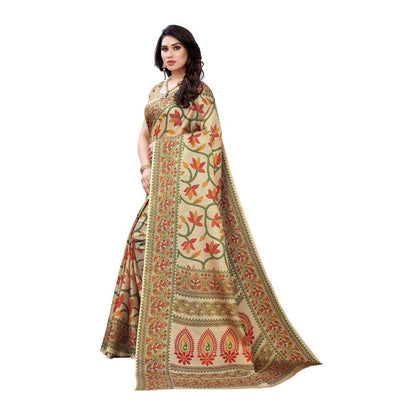 Vamika Printed Jute Silk Brown Saree (Rishika Chiku)