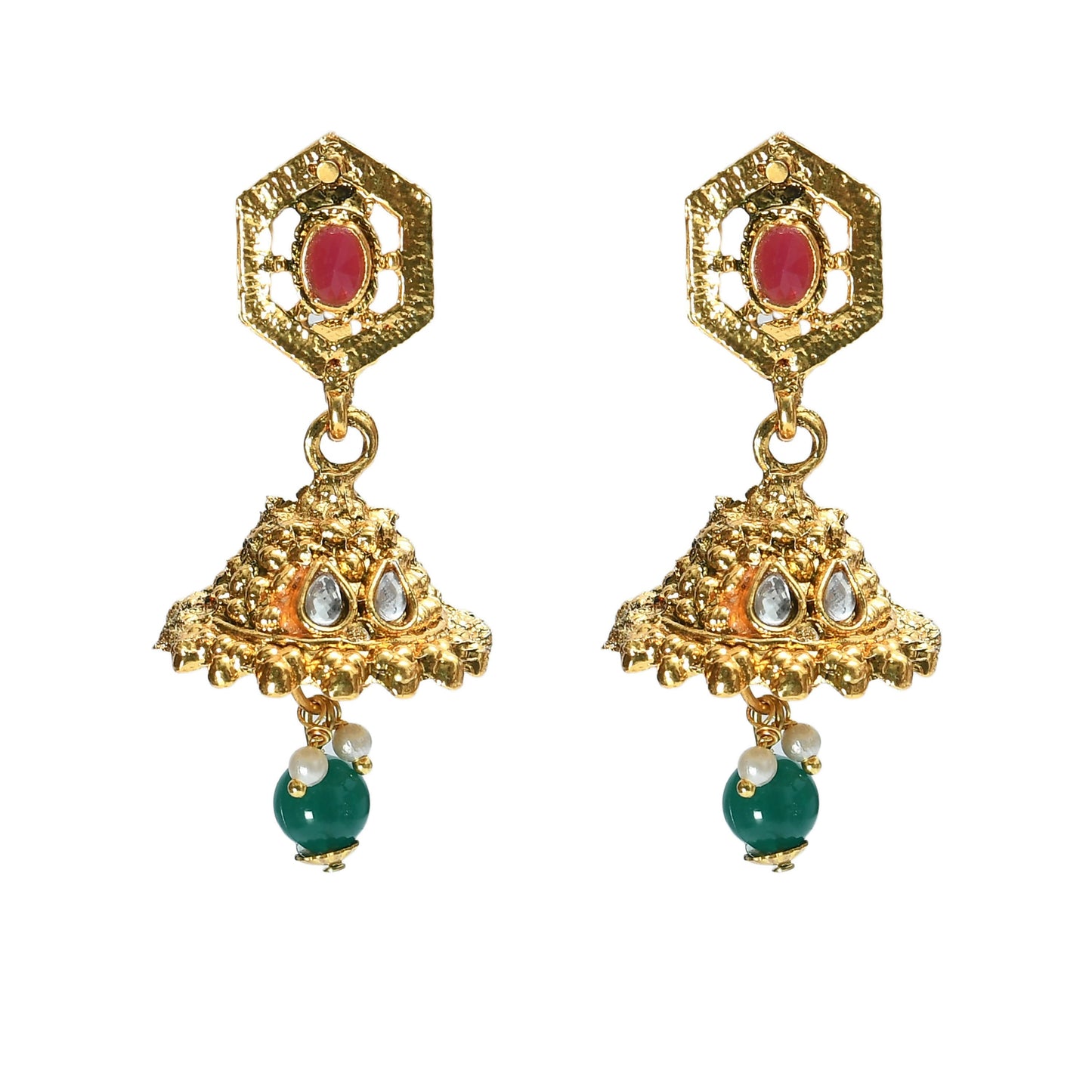 Mominos Fashion Johar Kamal Women Gold-Polished Brass Finish Meena & Pearls Work Choker