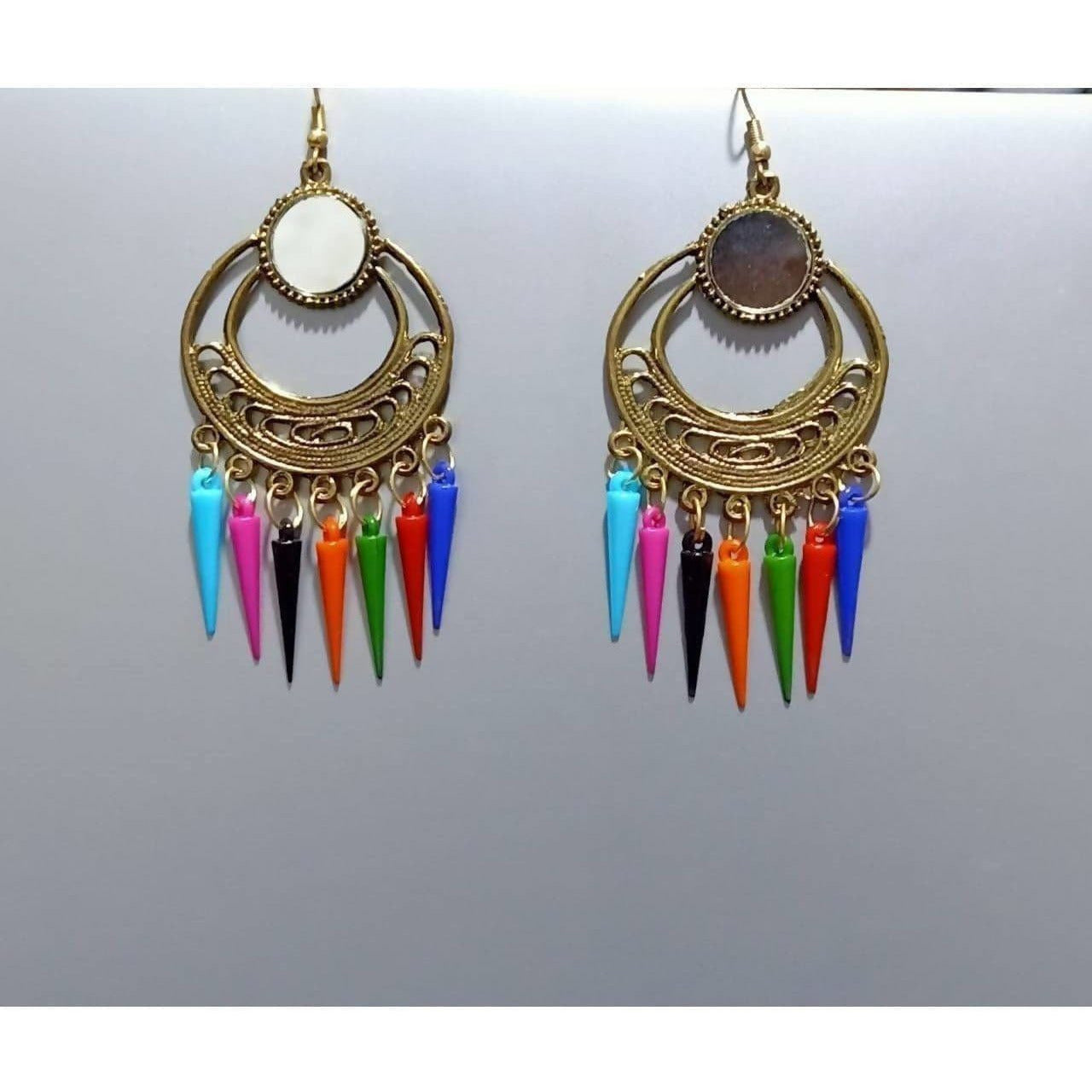 MS Fashion India Stylish Traditional Chandbali Multi Color Alloy Earrings