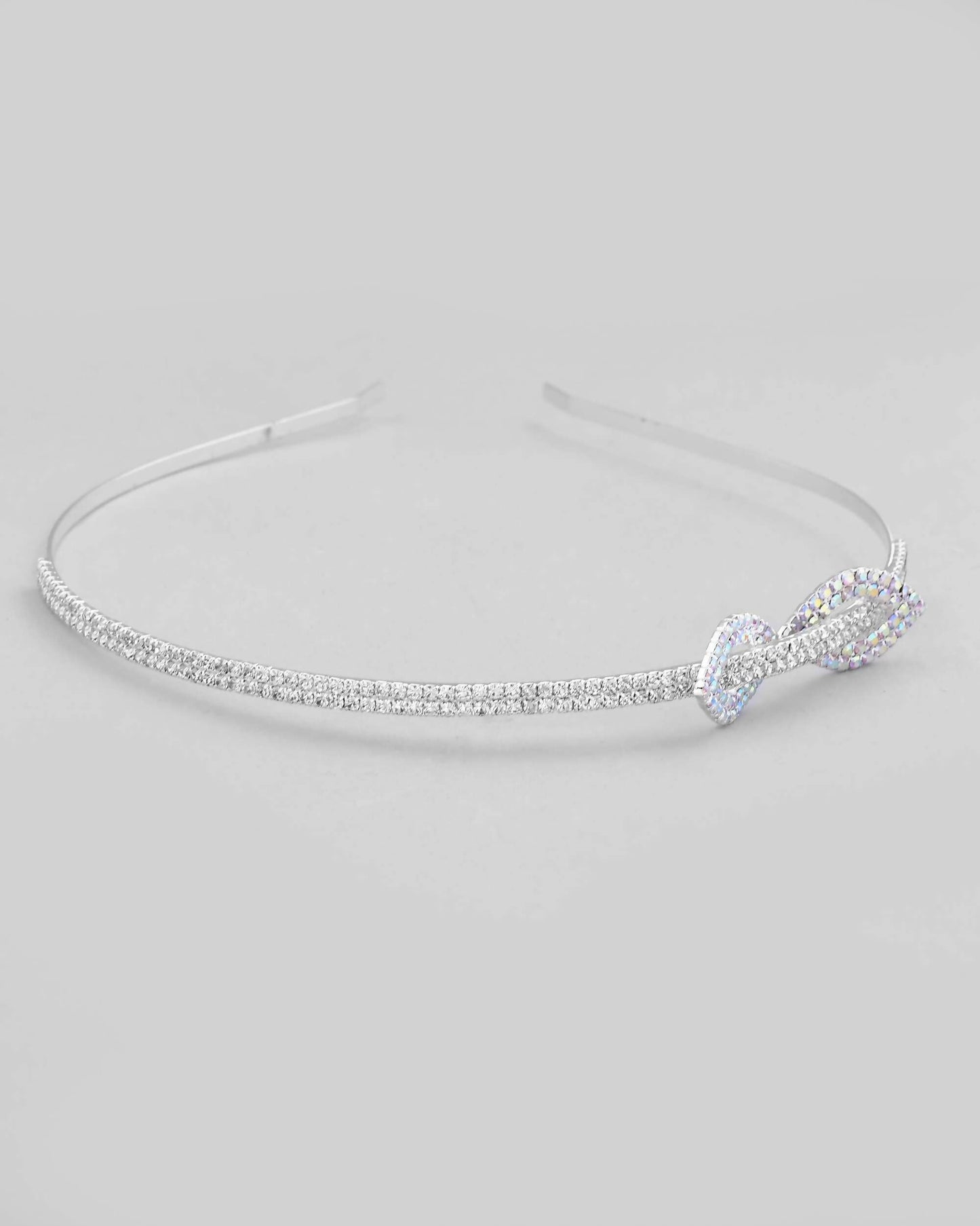 VOJ Silver Plated Bow Shaped AD studded Hairband