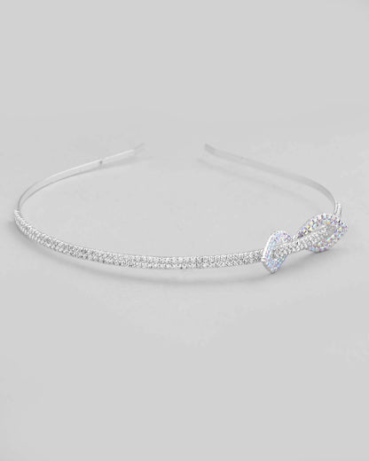 VOJ Silver Plated Bow Shaped AD studded Hairband