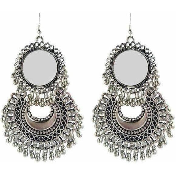 MS Fashion India Sun Design Mirror Moon Style Hanging Earrings For Parties
