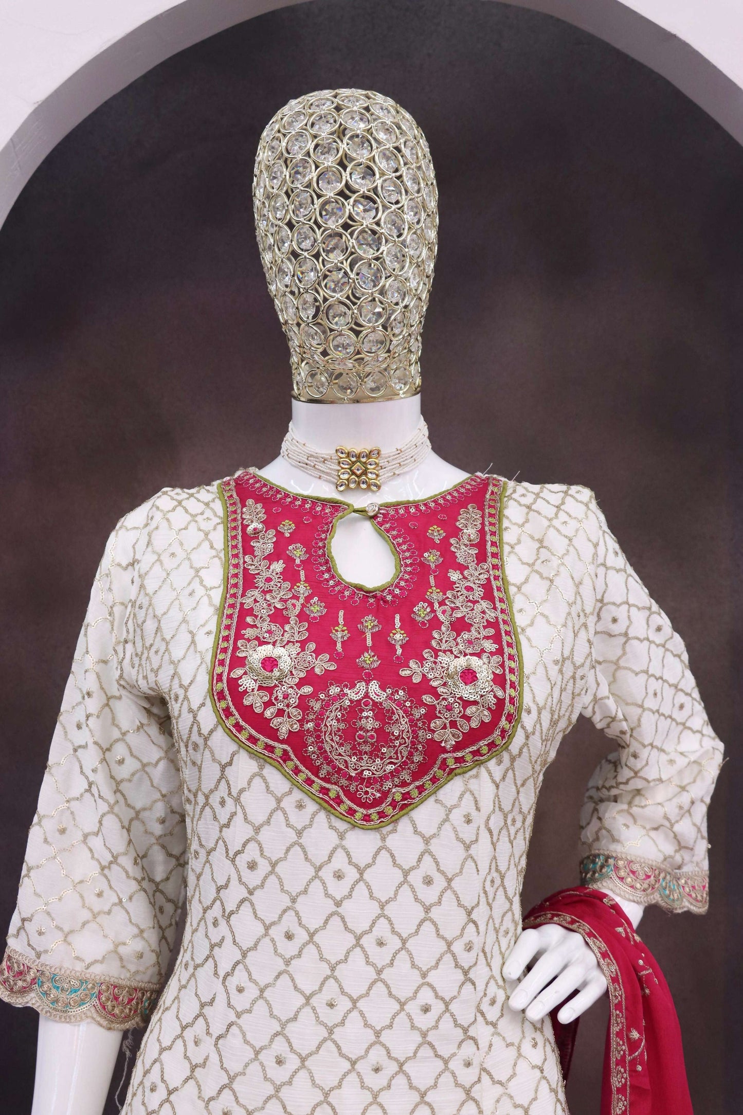 Anaita White Embroidered Silk Stitched Dhoti Suit