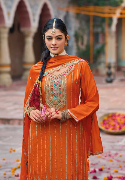 Anaita Coral Premium Embroidery Dhaga Sequin Work Ready Made Suit