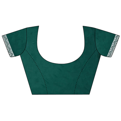 Joban Fashion Dark Green Jacquard Woven Pattern Lichi Soft Silk Banarasi Saree