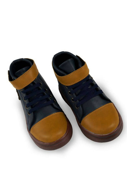 Tiny Bugs Boys Party Wear Mid Top Boots - Navy