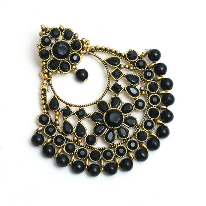 Mominos Fashion Johar Kamal Golden And Black Beaded Earrings