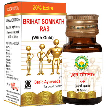 Basic Ayurveda Brihat Somnath Ras (With Gold)