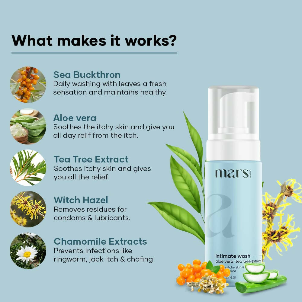 Mars By GHC Natural Intimate Wash for Men with Aloe Vera, Tea Tree Extract