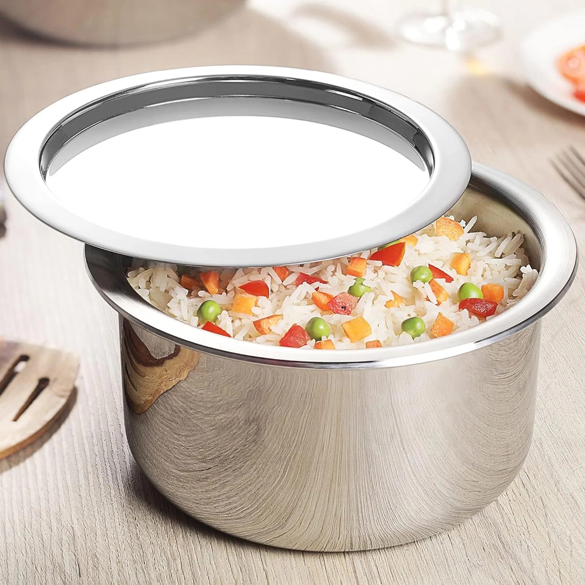 SAVYA HOME Triply Stainless Steel Tope Patila with Lid 3L 20cm Handi Casserole Gas Induction