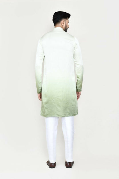 Joban Fashion Green Colored Satin Silk Fabric Kurta With Straight Fit Pant