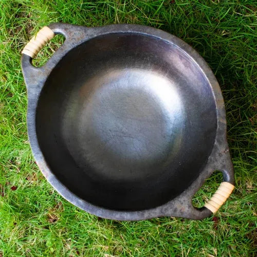 Zishta Wok Manipur Longpi Black Pottery with Wooden Handles