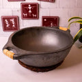 Zishta Wok Manipur Longpi Black Pottery with Wooden Handles