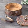 Nestroots Allure Roti Box with Tong Grey Enamel Print Mango Wood