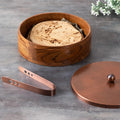 Nestroots Classic Acacia Wood Roti Box Copper Lid with Tong