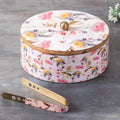 Nestroots Allure Roti Box With Tong Pink Teak Wood Enamel Print