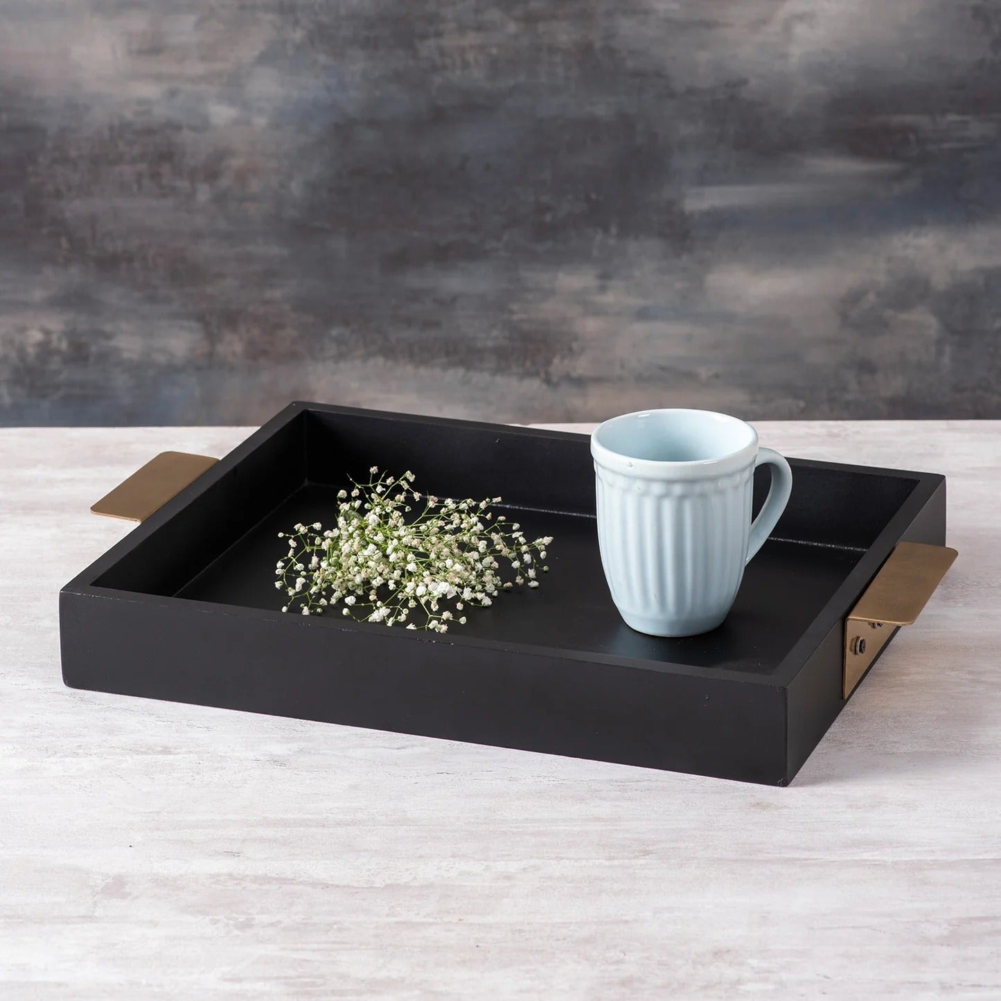Nestroots Black MDF Serving Tray Modern Design