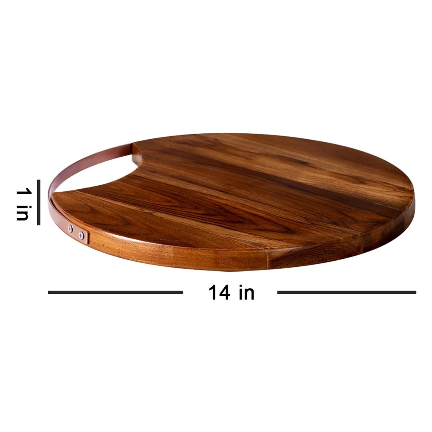 Nestroots Teak Wood Serving Platter Copper Handle