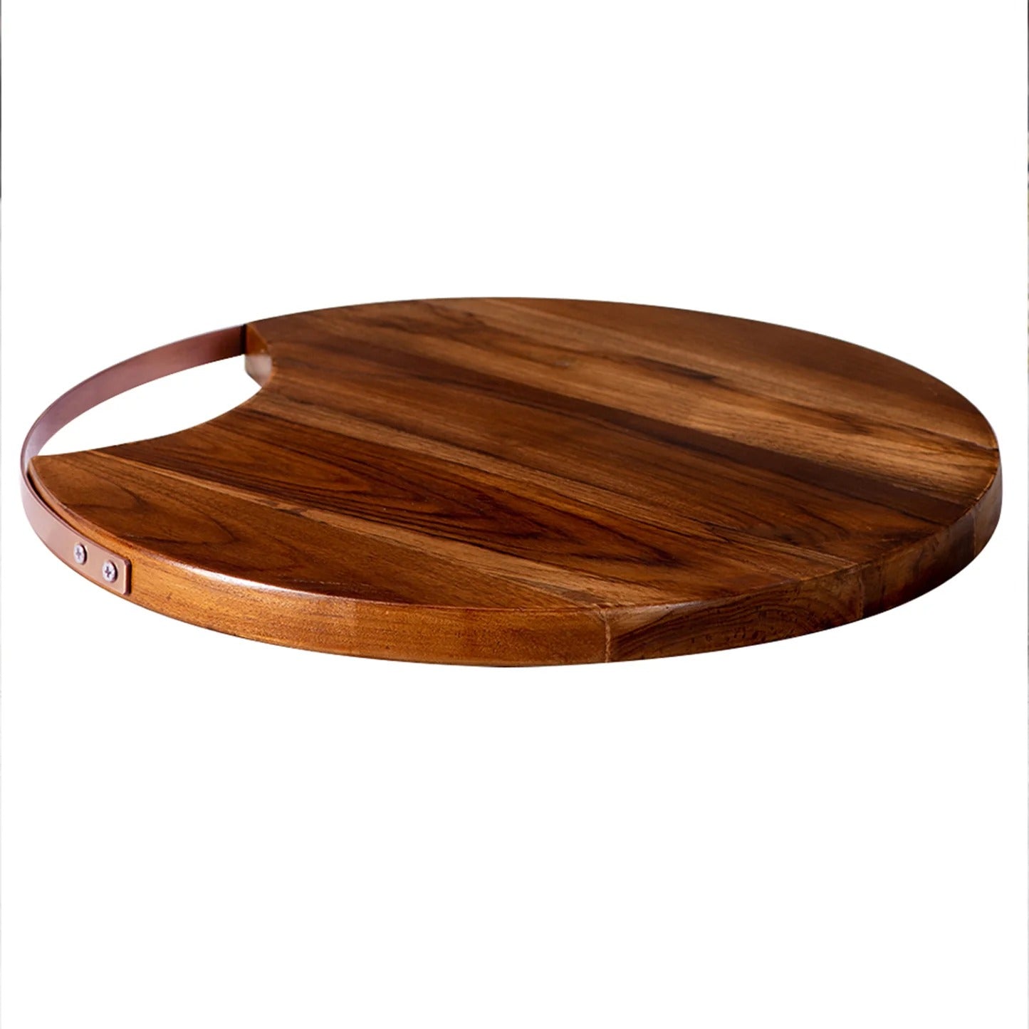 Nestroots Teak Wood Serving Platter Copper Handle