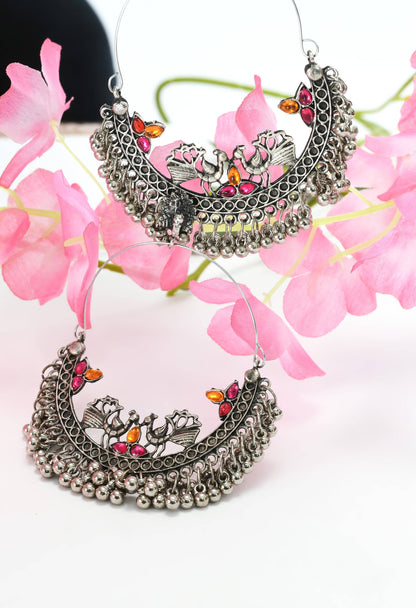 Mominos Fashion Johar Kamal Peacock Design Chandbali Earrings