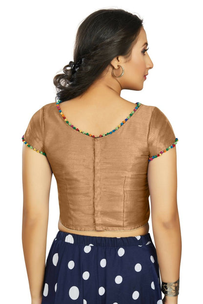 Aastha Fashion Women's Beige Art Silk Designer Party Wear Readymade Blouse