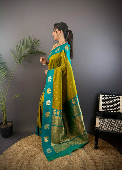 Joban Fashion Green Butti Banarasi Silk Sarees
