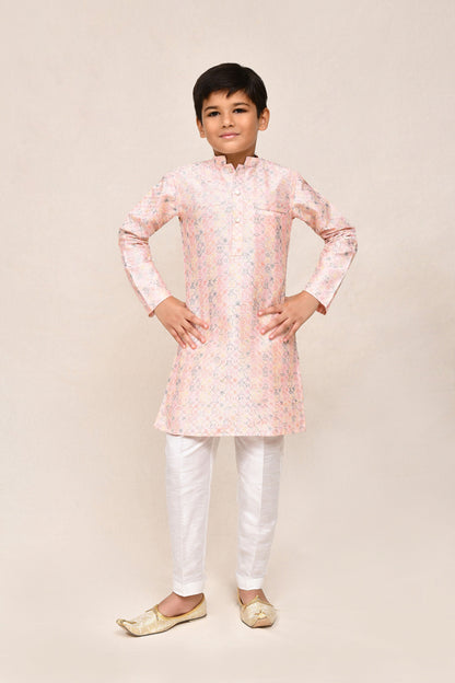 Joban Fashion Art Silk Baby Pink Kurta With Straight Fit Pant