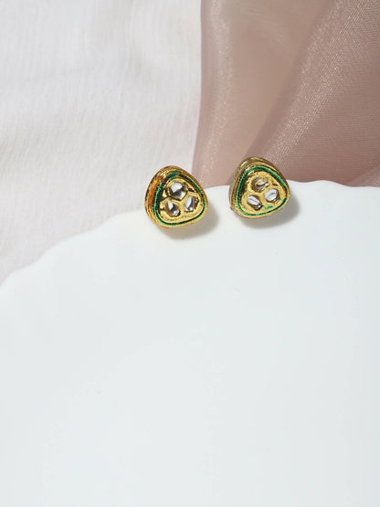 Gold-Toned Silver-Toned Contemporary Studs Earrings - Ruby Raang
