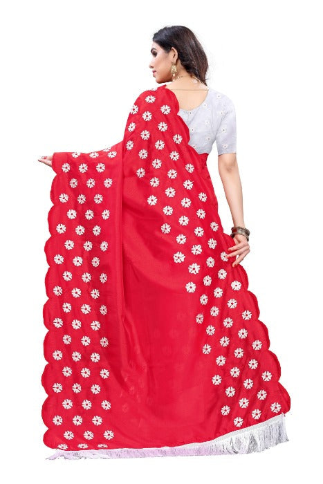 Vamika Zoya Silk Embroidered Red Saree (RAKHI RED)