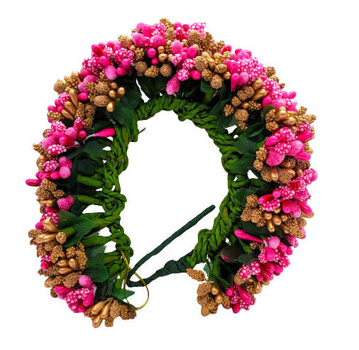 Pink & Gold Pollens Bridal Hair Gajra