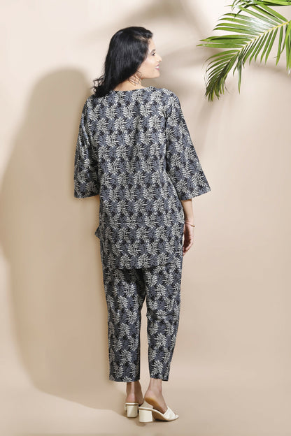 Breathables Abstract Cotton Co-Ord Set – Black