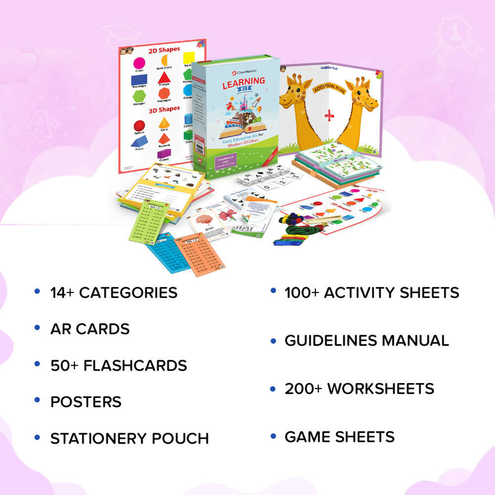 ClassMonitor KG2 Preschool Learning Educational Kit includes 300+ Early Learning Activity Sheets for kids of Age 4.5 - 5.5 Years