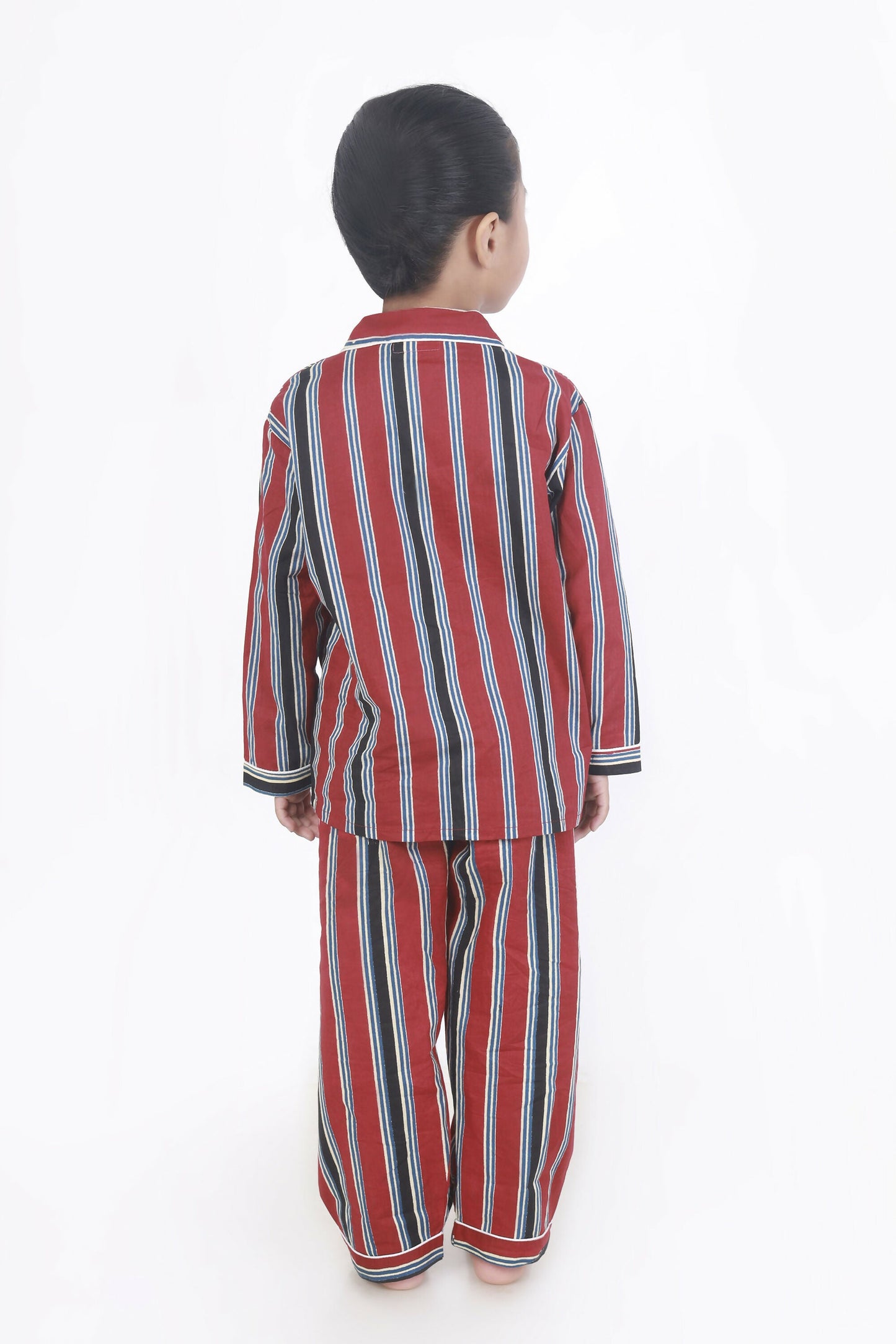 Breathables Kids Cotton Night Suit – Red Stripes Shirt & Pyjama Co-Ord Set For Boys & Girls