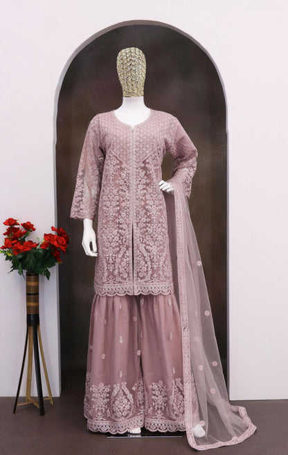 Anaita Purple Heavy Net Readymade Suit with Embroidery & Sequence Work