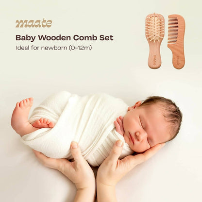 Maate Baby Wooden Comb Set | Beechwood Comb and Hair Brush