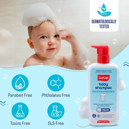 LuvLap Milky Soft Baby Shampoo with Milk Protein, Vitamin E & Coconut Oil, Shea Butter & Chamomile