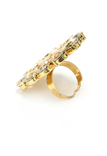 Mominos Fashion Joharkamal Gold-Polished Brass Finish Stone Choker For Women & Girls (Golden)