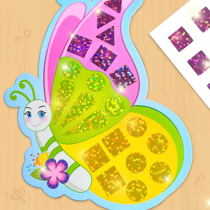 Imagimake Mirror Mosaic Butterfly & Peacock Mess Free DIY Mosaic Craft Kit 450+ Foil Sticker Travel Toys for Girls Birthday Gift for Girls Ages 3,4,5,6,7,8, Peach