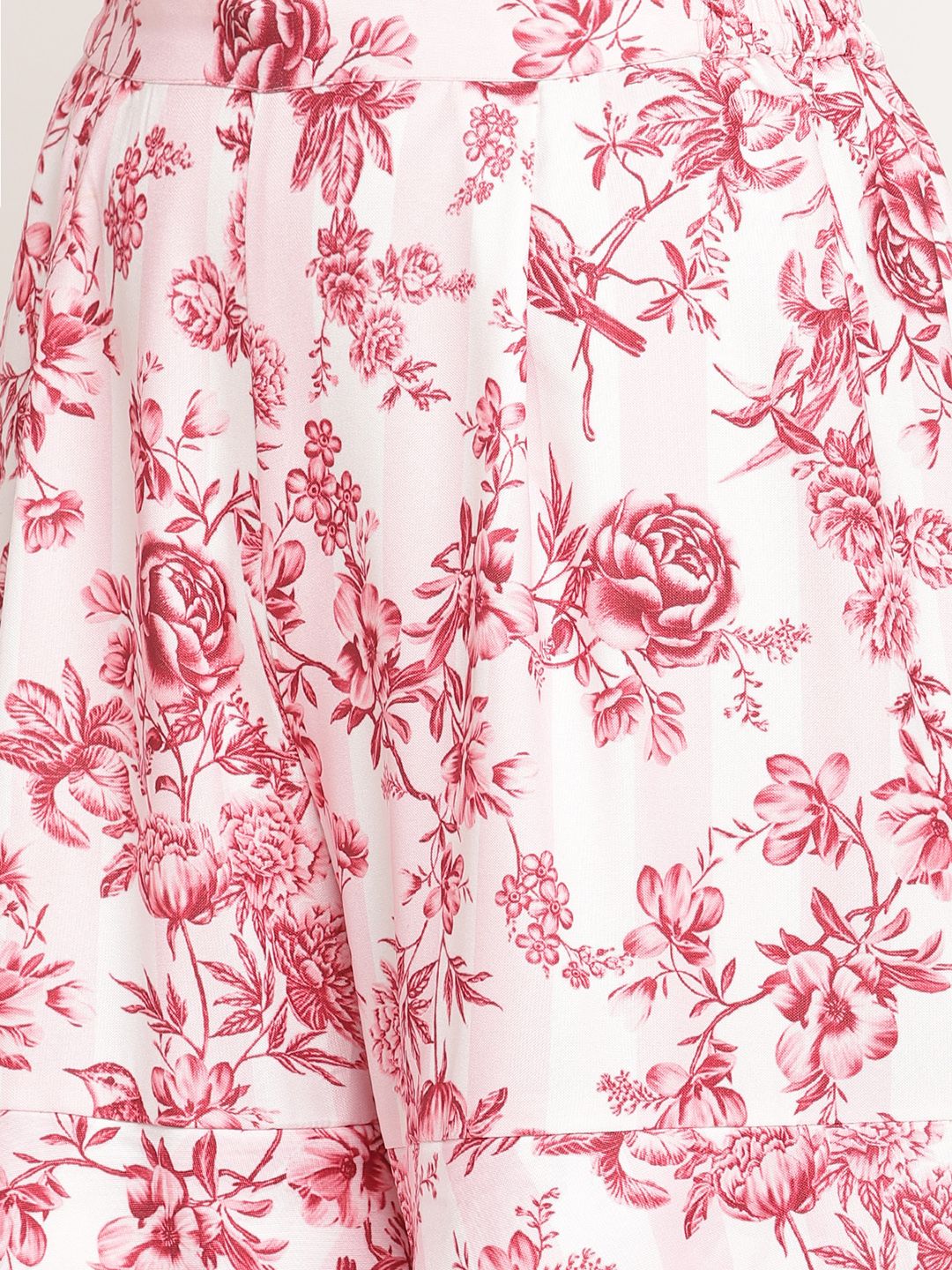 Ahalyaa Women's Pink Rayon Digital Floral Print Kurta Sharara Set with Dupatta