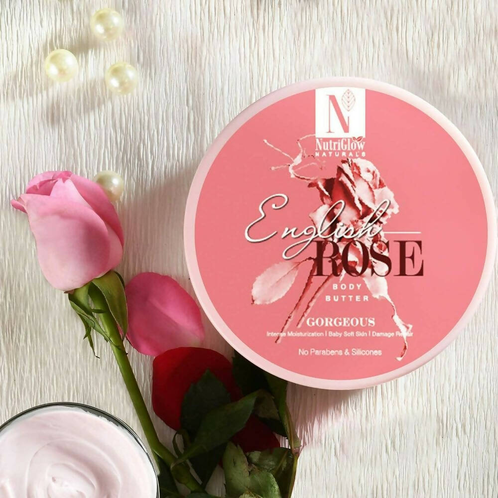 NutriGlow NATURAL'S English Rose Body Butter Cream - 200 gms