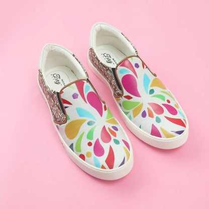 Tiny Bugs Girls Multi Printed Slip Ons Sneakers - White