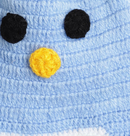 Chutput Kids Woollen Hand Knitted Bird Face Detailed Cap - Blue