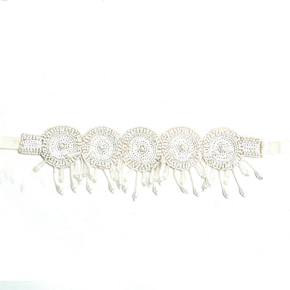 Mominos Fashion Johar Kamal Handicraft Off White/Golden Pearls Necklace with Earrings For Women