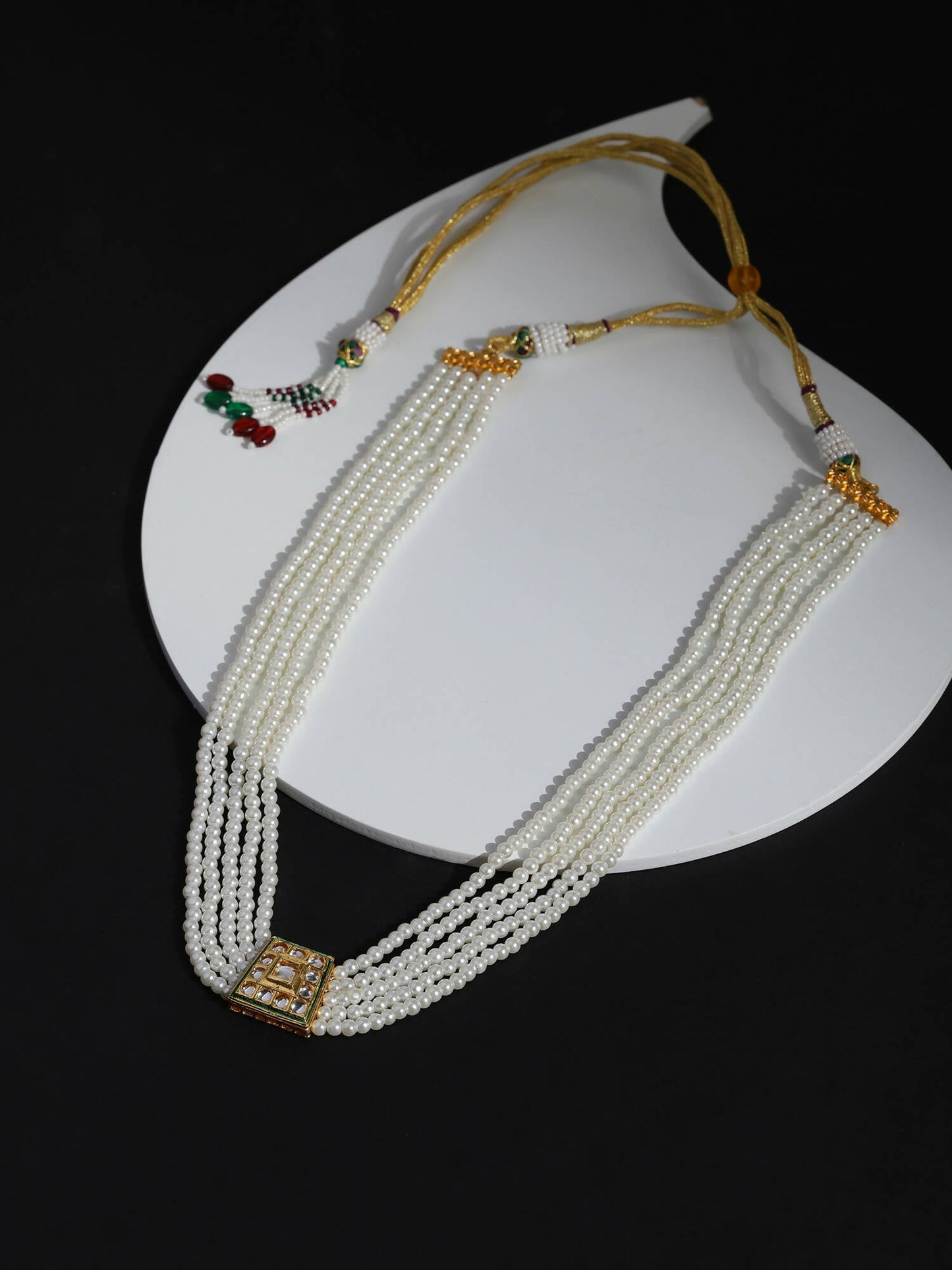 Gold-Toned White Brass Gold-Polished Necklace - Ruby Raang