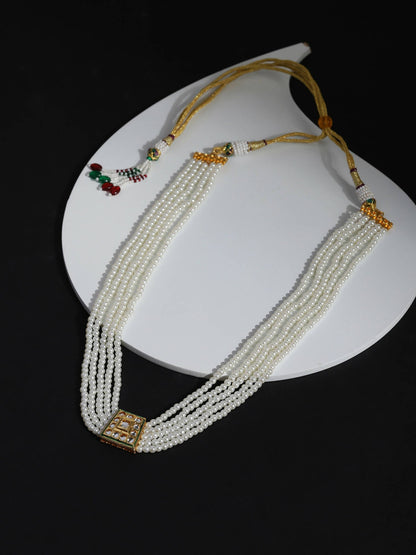 Gold-Toned White Brass Gold-Polished Necklace - Ruby Raang