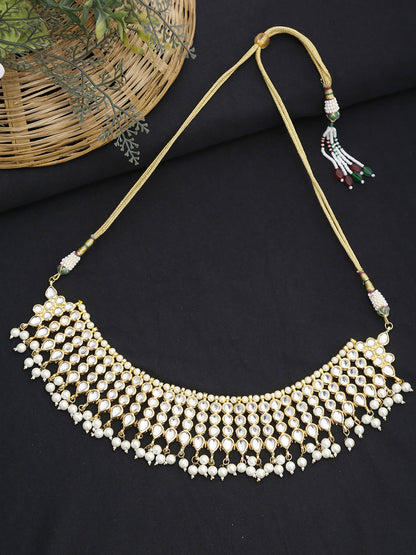 Kundan Pearl Choker - Ruby Raang