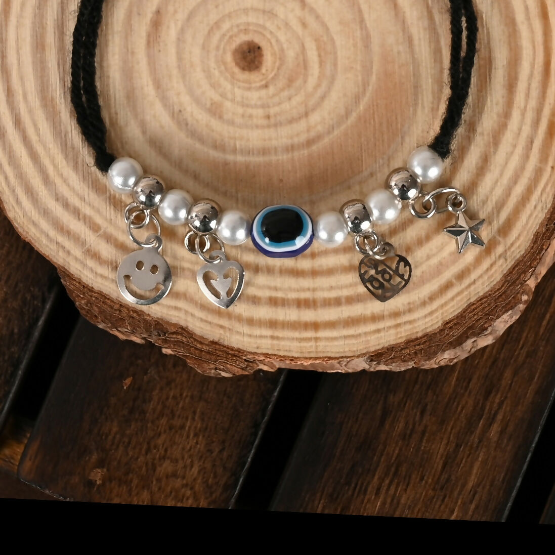 NVR Women Set of 2 Black Evil Eye Rakhi With Roli Chawal